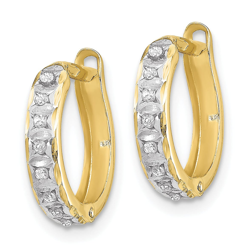 10k Yellow Gold Diamond Fascination Small Round Hinged Hoop Earrings