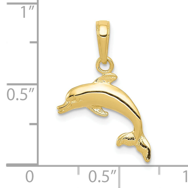 10K Yellow Gold Dolphin Pendant, Large