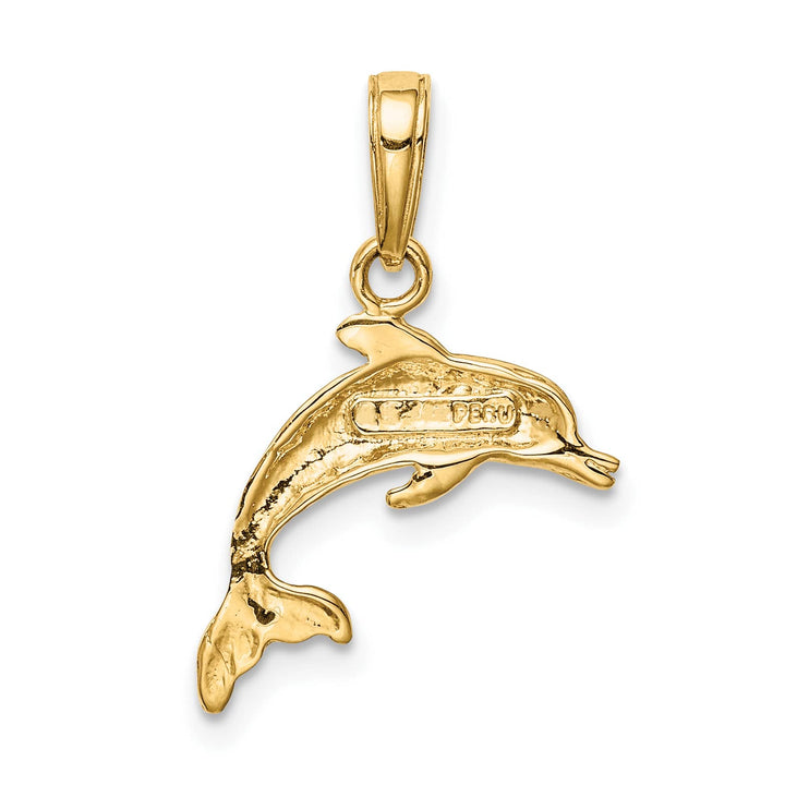10K Yellow Gold Dolphin Pendant, Large