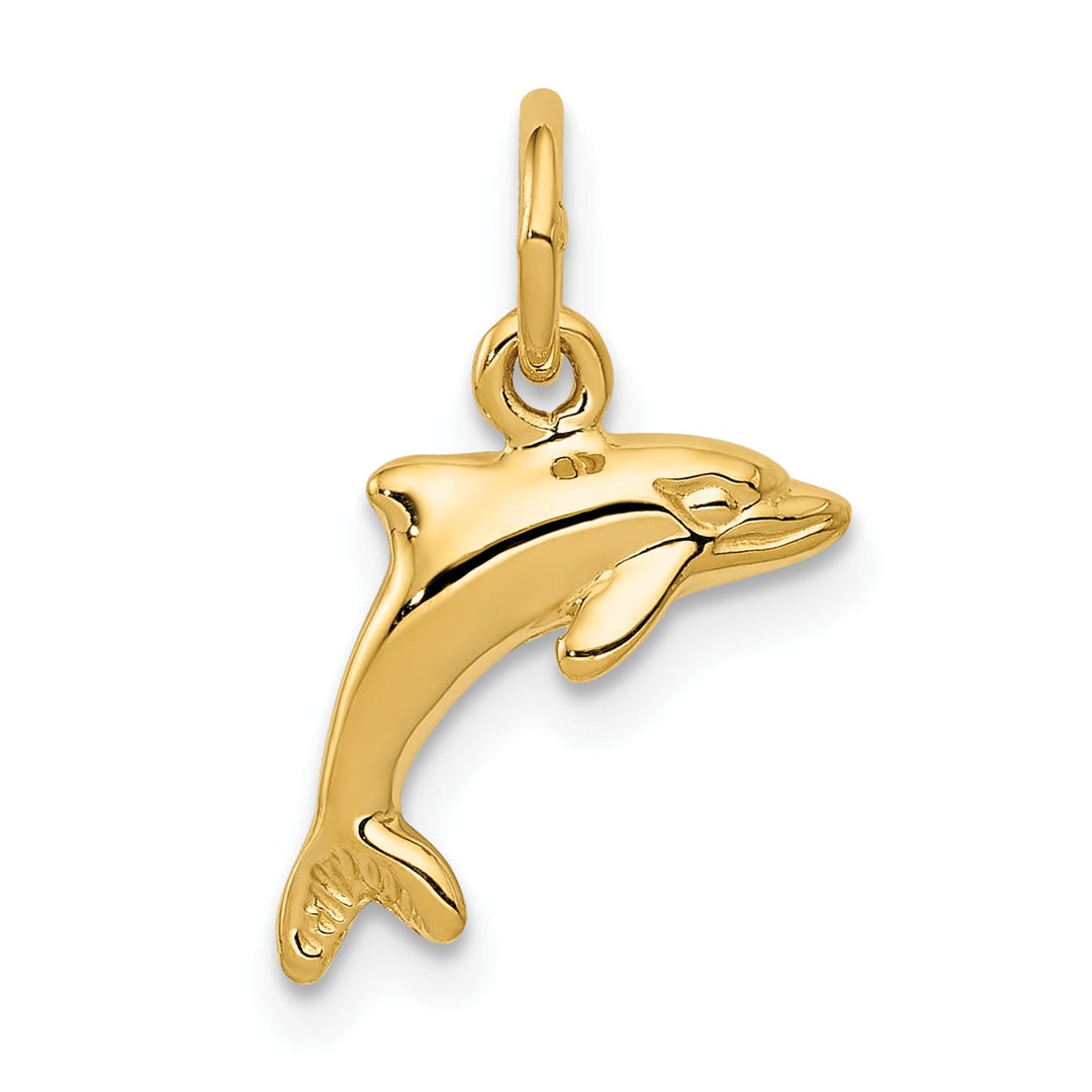 10K Yellow Gold Dolphin Pendant, Small