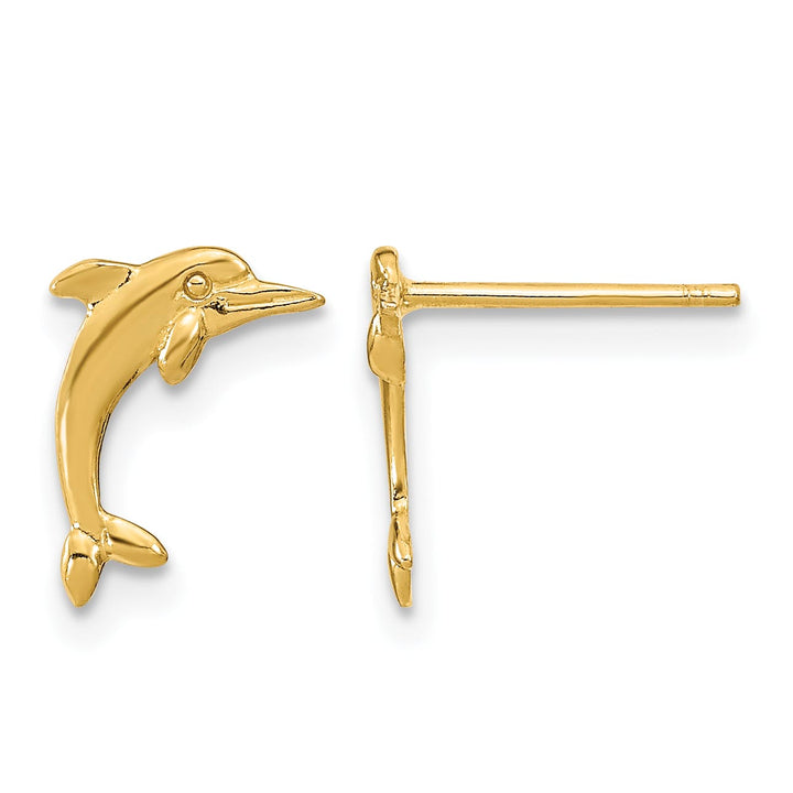 10k Yellow Gold Dolphin Post Earrings, 10mm