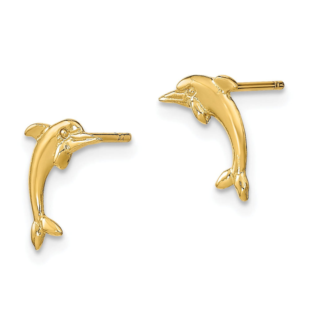 10k Yellow Gold Dolphin Post Earrings, 10mm