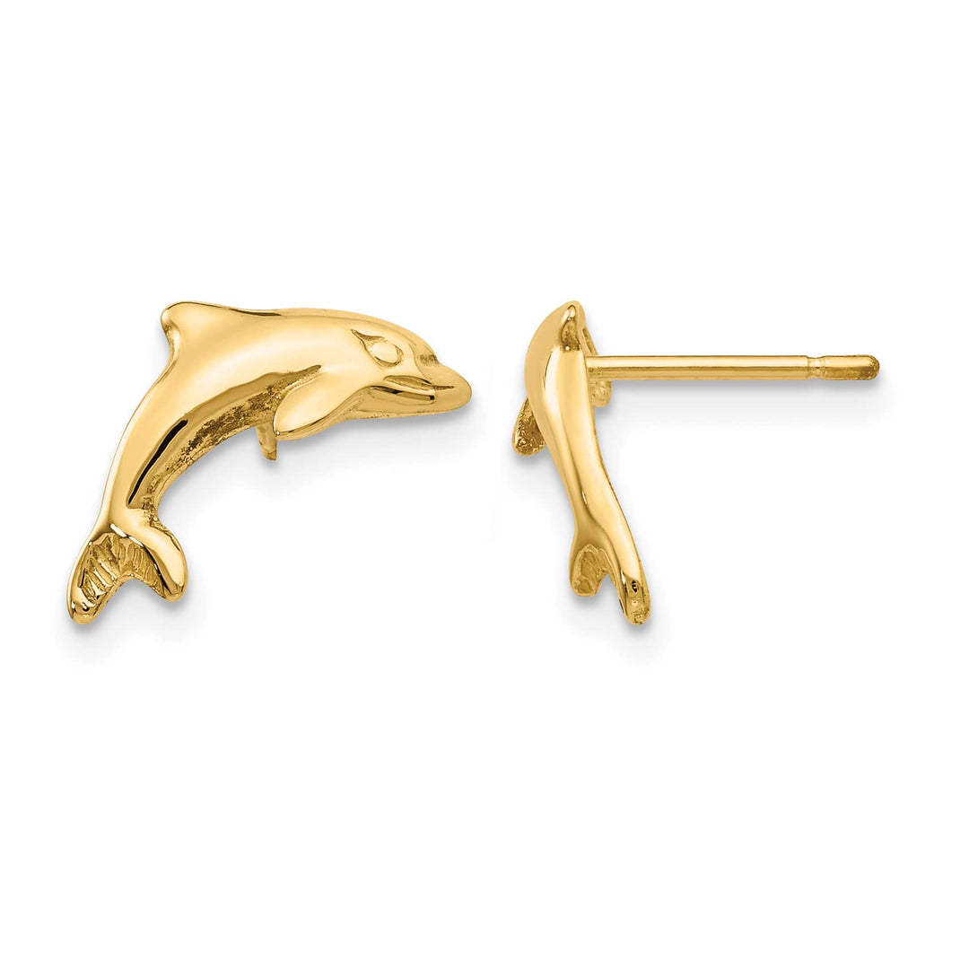 10k Yellow Gold Dolphin Post Earrings, 11mm