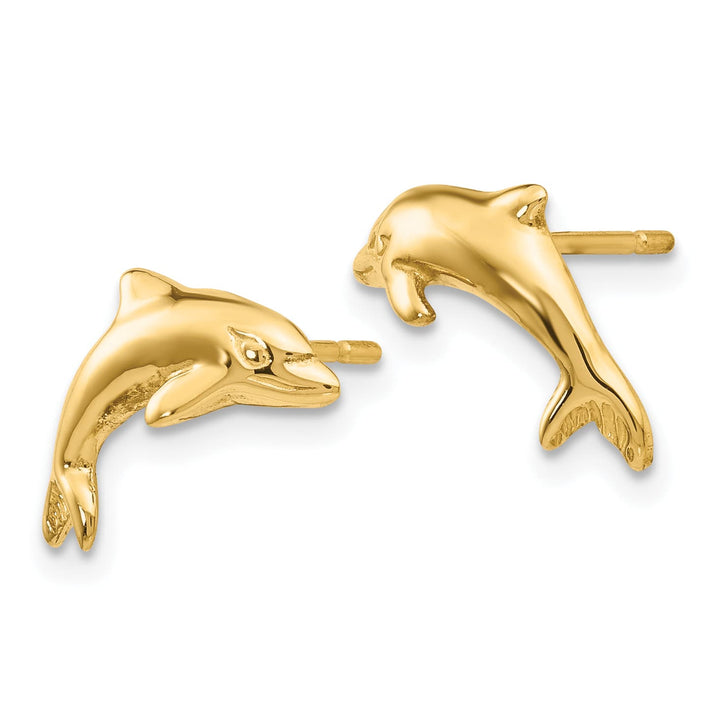 10k Yellow Gold Dolphin Post Earrings, 11mm