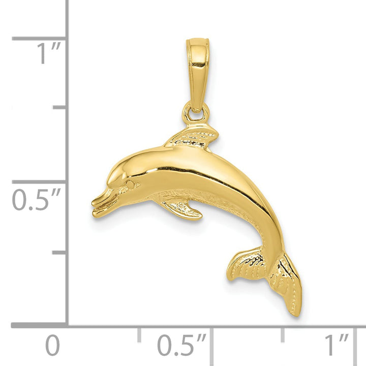 10K Yellow Gold Dolphin Swimming Pendant