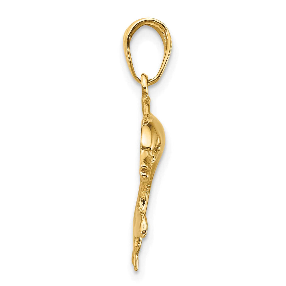 10K Yellow Gold Dolphin Swimming Pendant