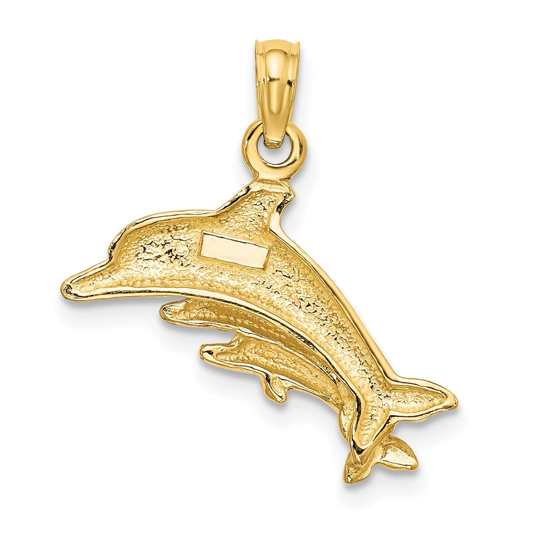 10K Yellow Gold Dolphin with 2 Baby Dolphins Charm