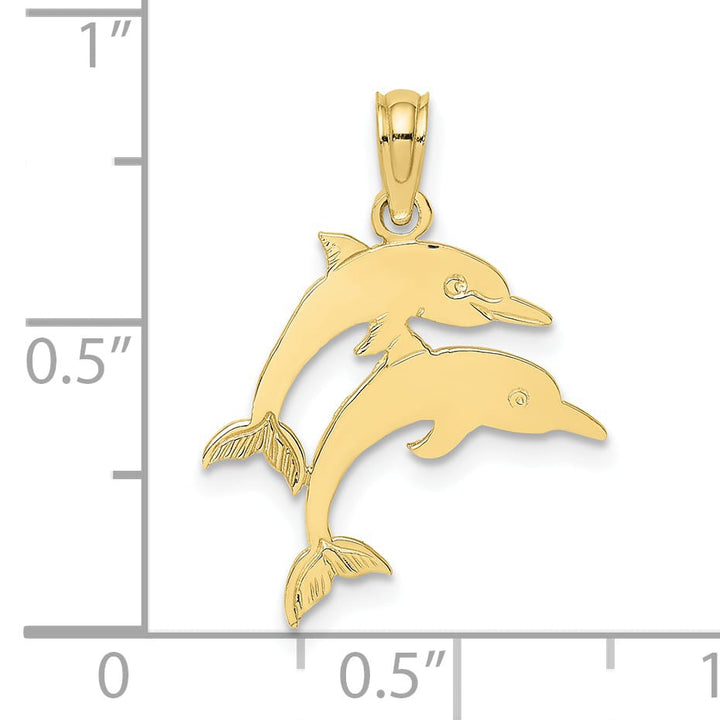 10K Yellow Gold Double Dolphins Charm