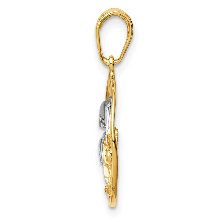 10K Yellow Gold Double Dolphins in Circle Charm