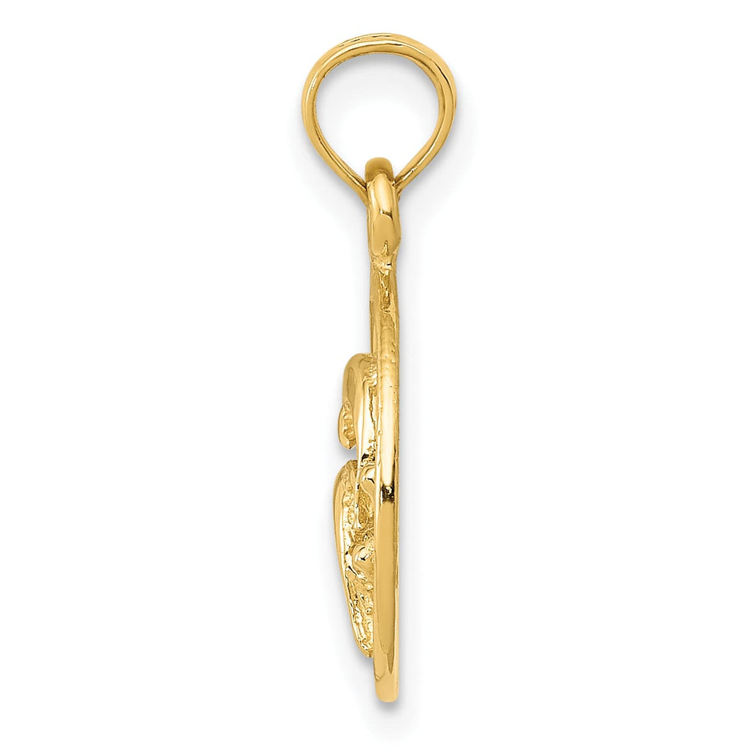 10K Yellow Gold Double Dolphins in Circle Pendant