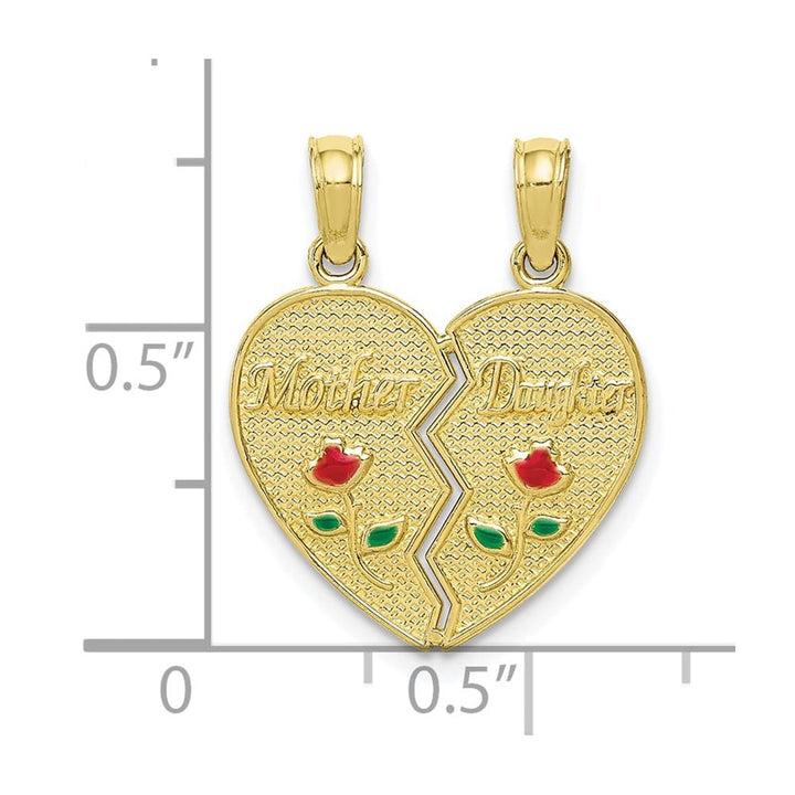 10K Yellow Gold Enameled Medium Mother - Daughter 2-Piece Pendant