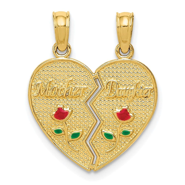 10K Yellow Gold Enameled Medium Mother - Daughter 2-Piece Pendant