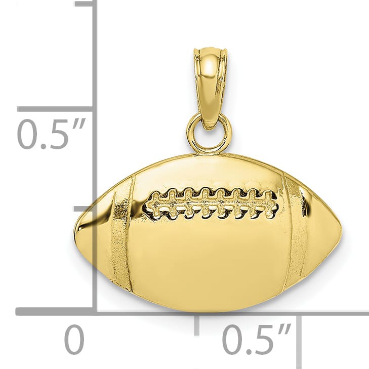 10K Yellow Gold Engraveable Football Charm