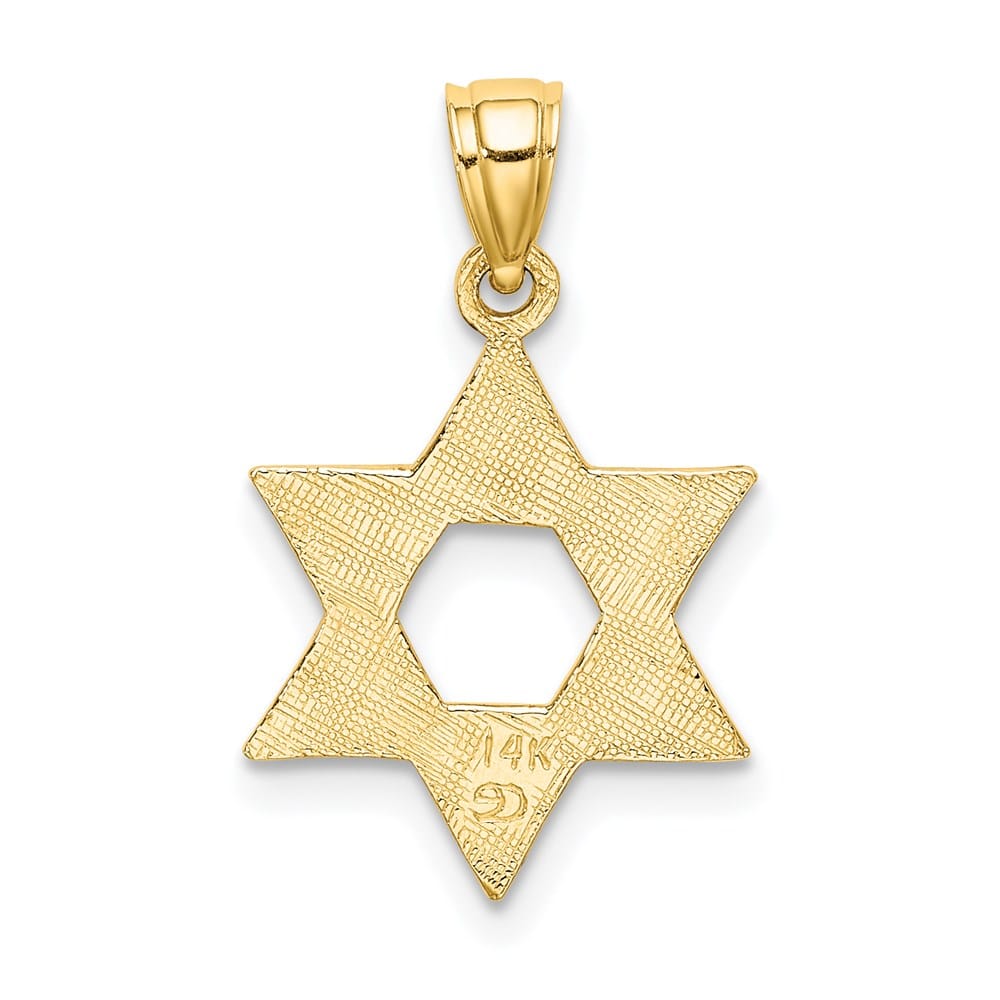 10K Yellow Gold Engraved Swirls Star of David Charm