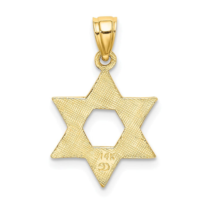 10K Yellow Gold Engraved Swirls Star of David Charm