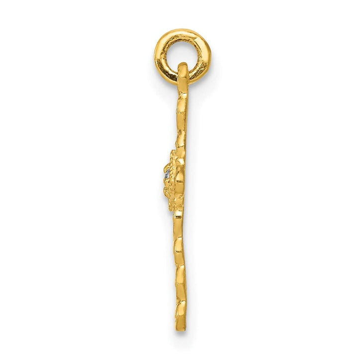 10K Yellow Gold Extra Large .01 ct Diamond Cross Charm