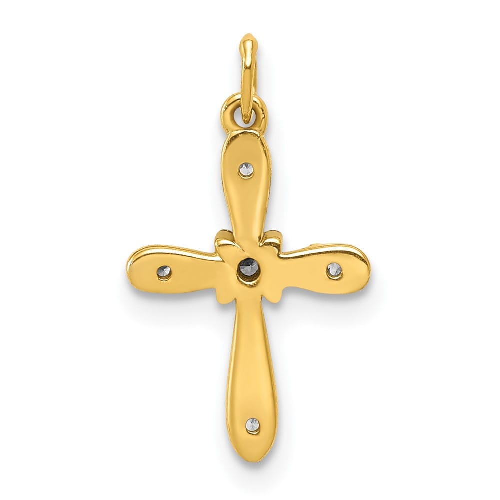 10K Yellow Gold Extra Large .03 ct Diamond Latin Cross Charm