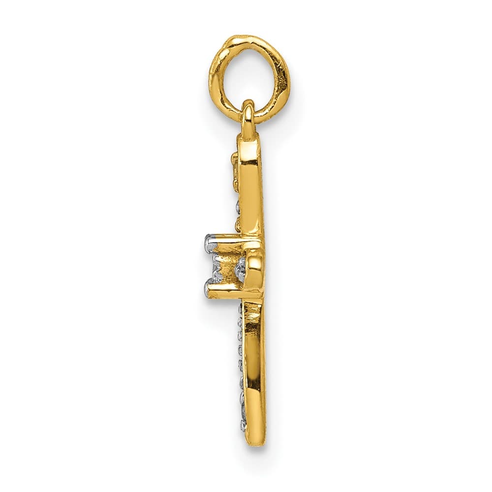 10K Yellow Gold Extra Large .03 ct Diamond Latin Cross Charm