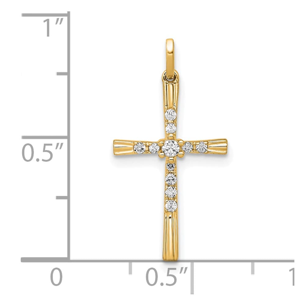 10K Yellow Gold Extra Large 1/10 ct Diamond Cross Pendant