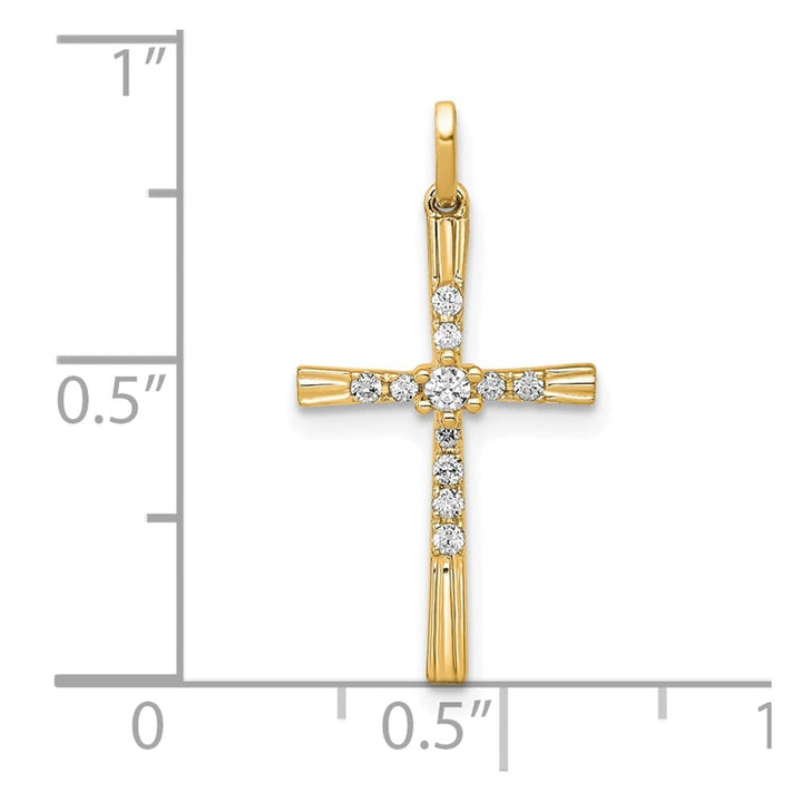 10K Yellow Gold Extra Large 1/10 ct Diamond Cross Pendant