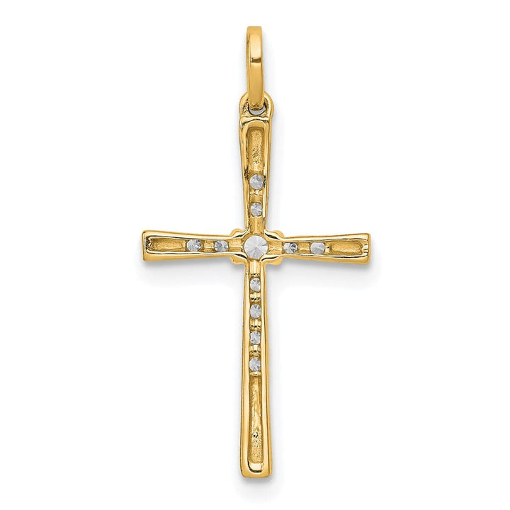 10K Yellow Gold Extra Large 1/10 ct Diamond Cross Pendant