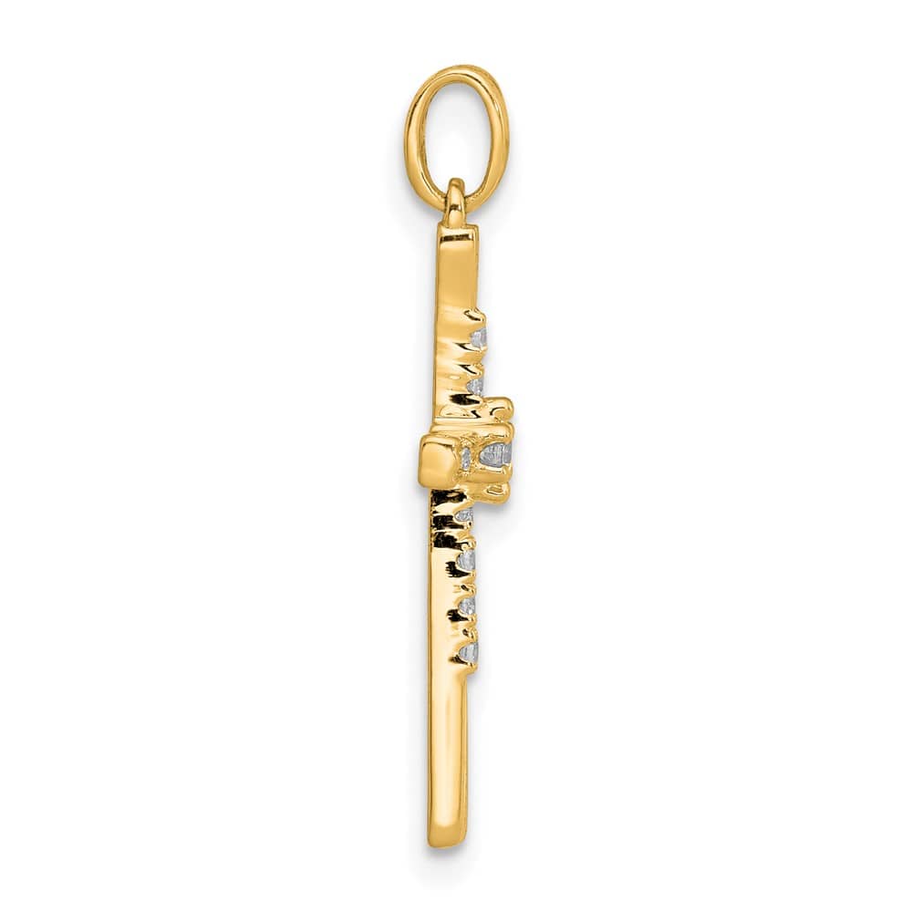 10K Yellow Gold Extra Large 1/10 ct Diamond Cross Pendant