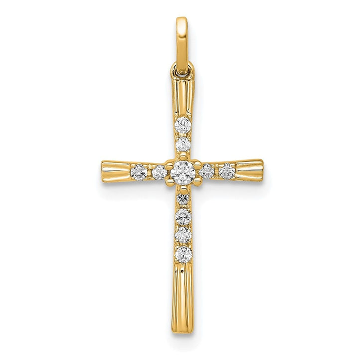 10K Yellow Gold Extra Large 1/10 ct Diamond Cross Pendant