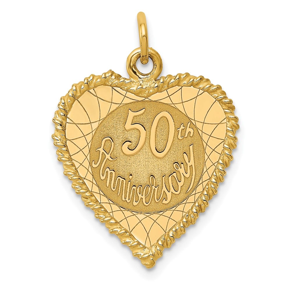 10K Yellow Gold Extra Large 50th Anniversary Heart Charm