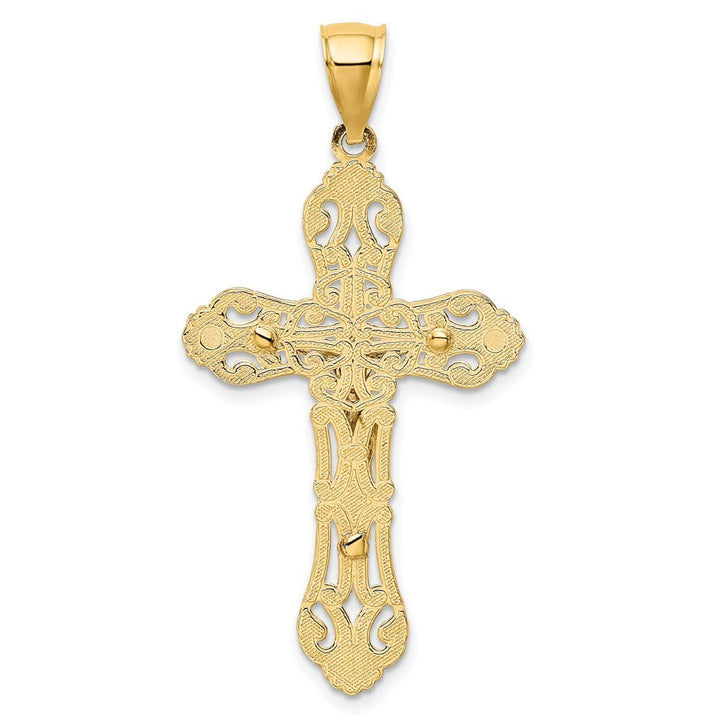 10K Yellow Gold Extra Large Crucifix with Scrolled Tips Charm