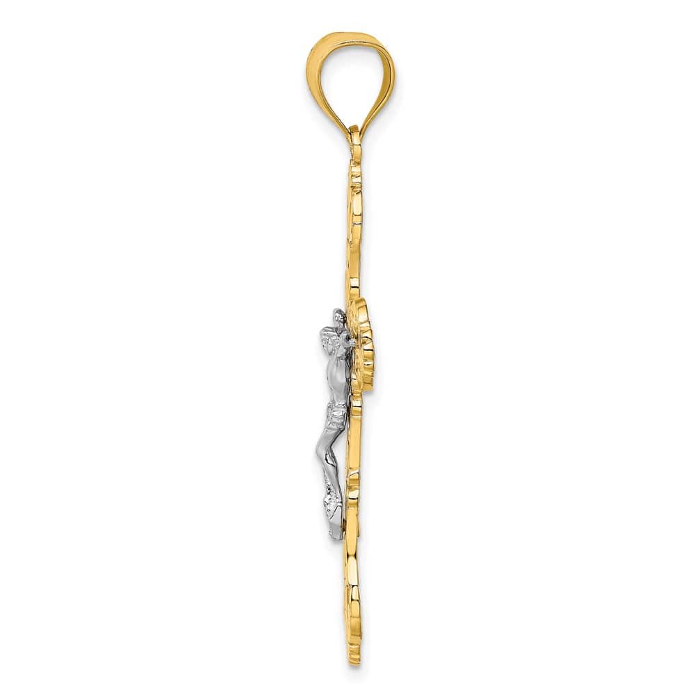 10K Yellow Gold Extra Large Crucifix with Scrolled Tips Charm