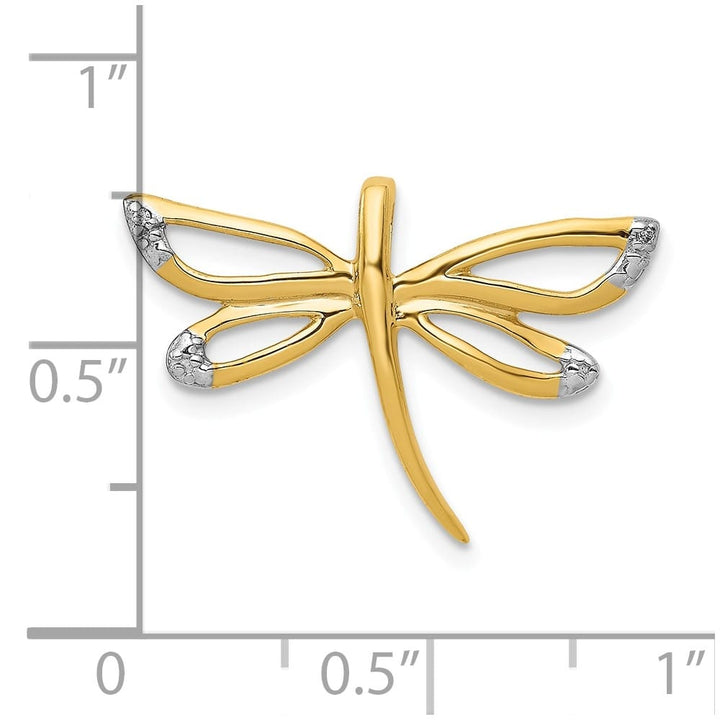 10K Yellow Gold Extra Large Diamond Accent Dragonfly Chain Slide
