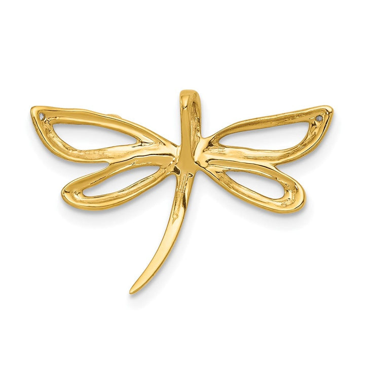 10K Yellow Gold Extra Large Diamond Accent Dragonfly Chain Slide