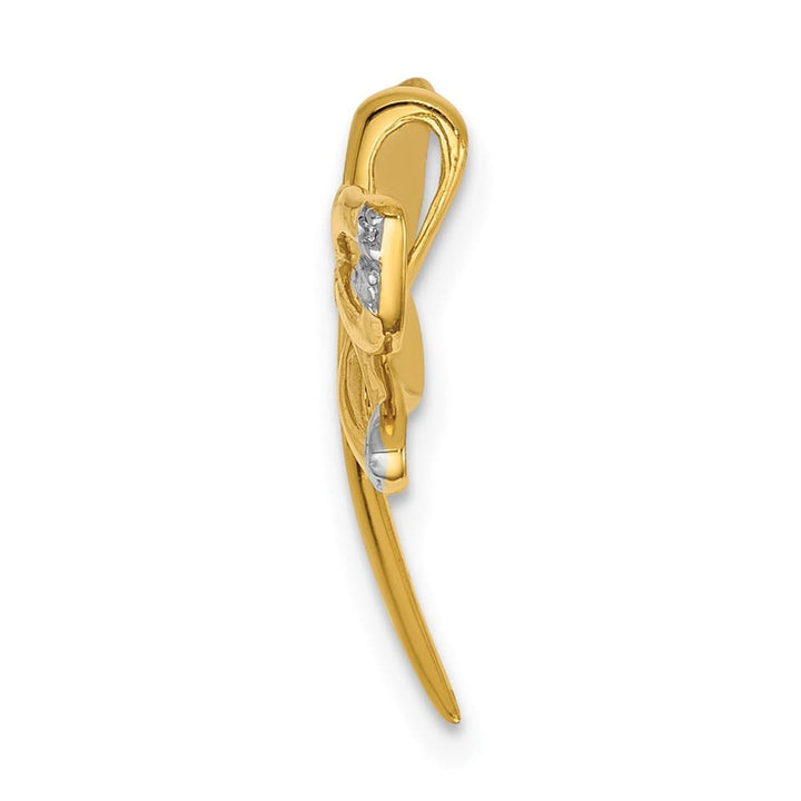 10K Yellow Gold Extra Large Diamond Accent Dragonfly Chain Slide
