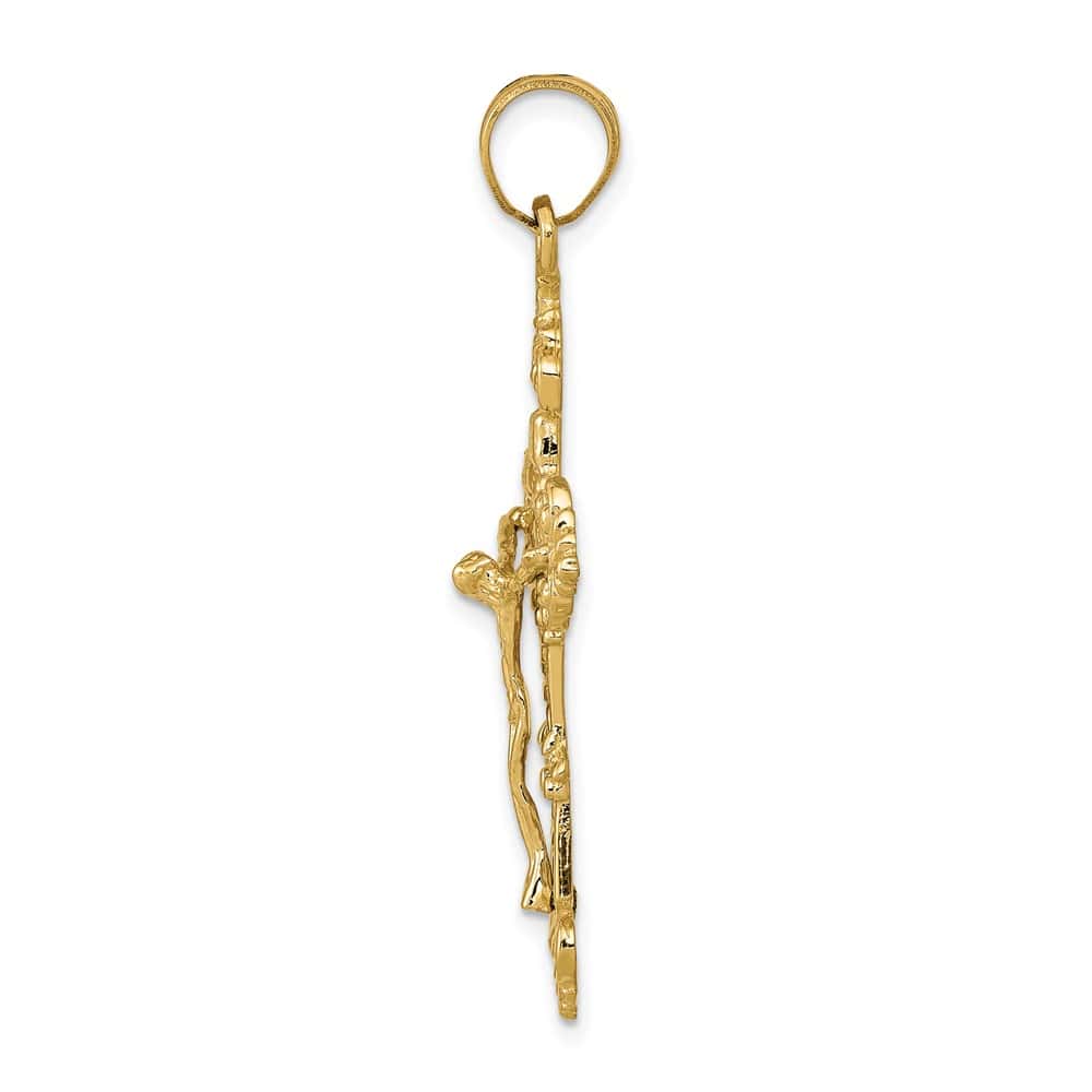 10K Yellow Gold Extra Large INRI Fleur de Lis Crucifix Pendant