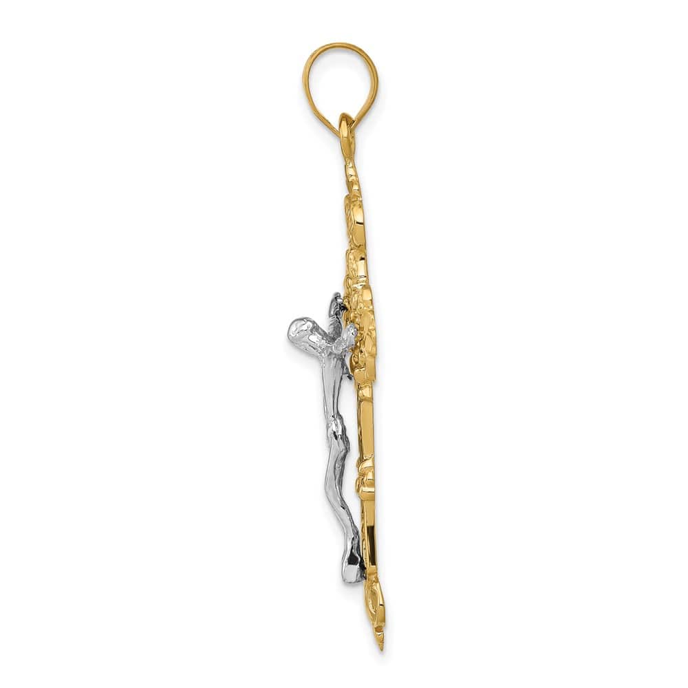 10K Yellow Gold Extra Large INRI Fleur de Lis Crucifix Pendant