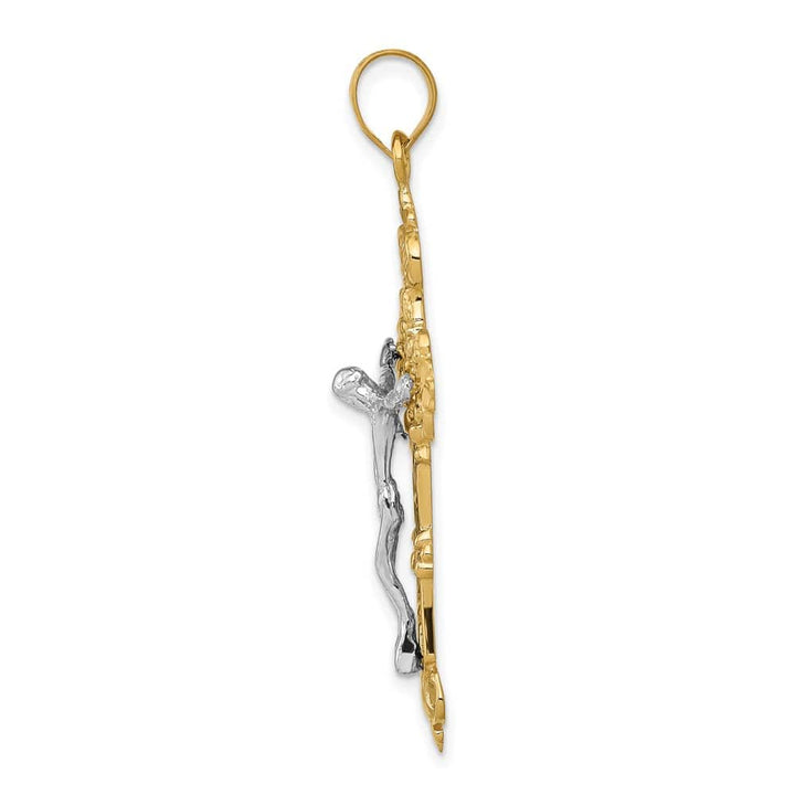 10K Yellow Gold Extra Large INRI Fleur de Lis Crucifix Pendant