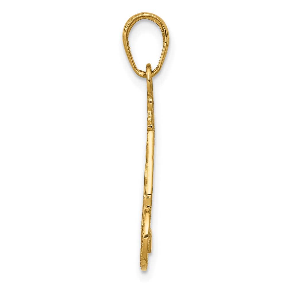 10K Yellow Gold Extra Large Slice of Cake with Candle Happy Pendant