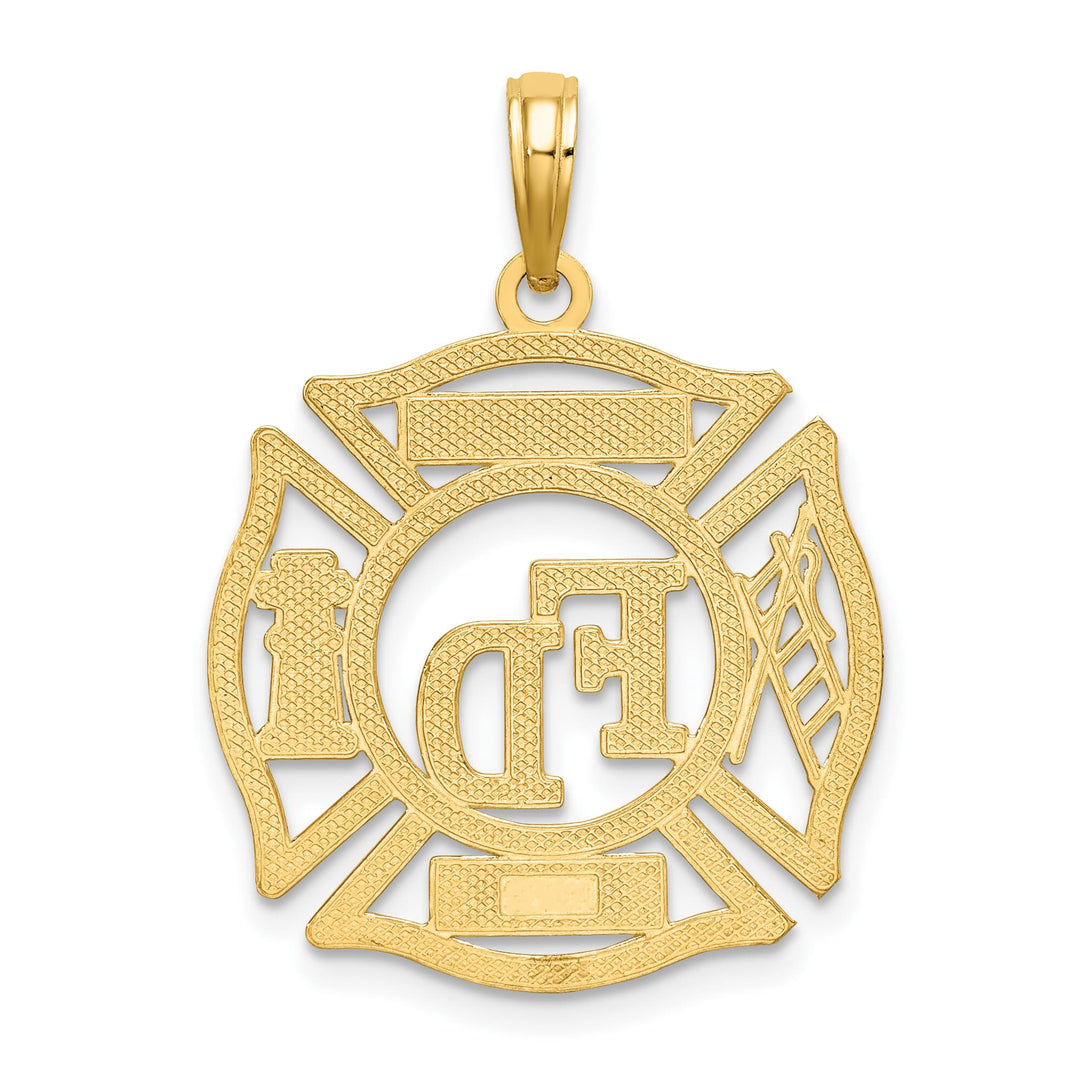 10K Yellow Gold FD Ladies AUX in Shield Cut-out Charm