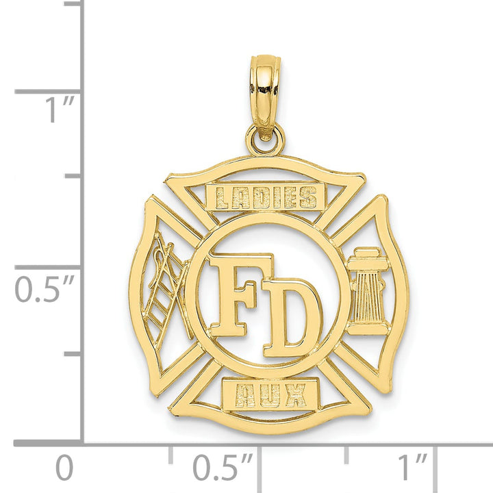 10K Yellow Gold FD Ladies AUX in Shield Cut-out Charm