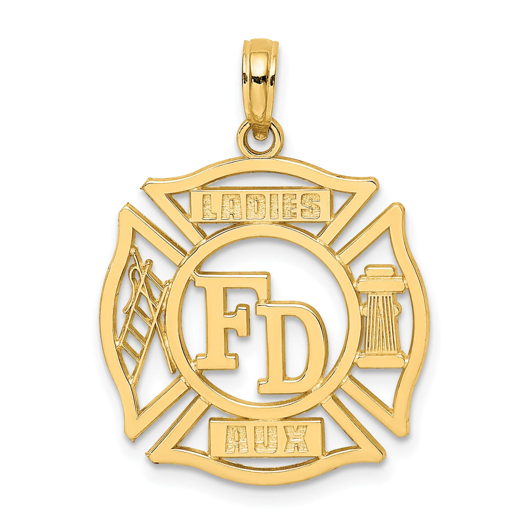 10K Yellow Gold FD Ladies AUX in Shield Cut-out Charm