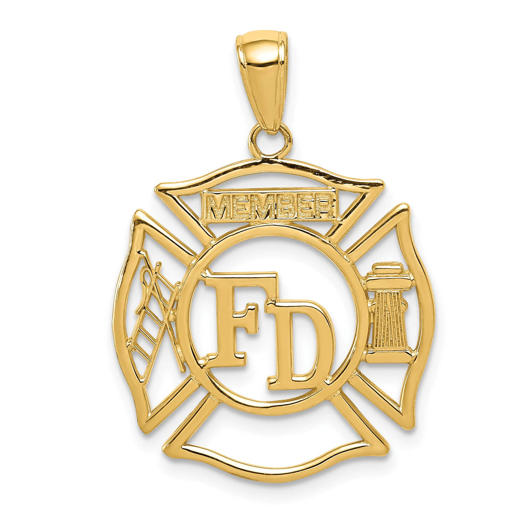 10K Yellow Gold FD Member in Shield Cut-out Pendant
