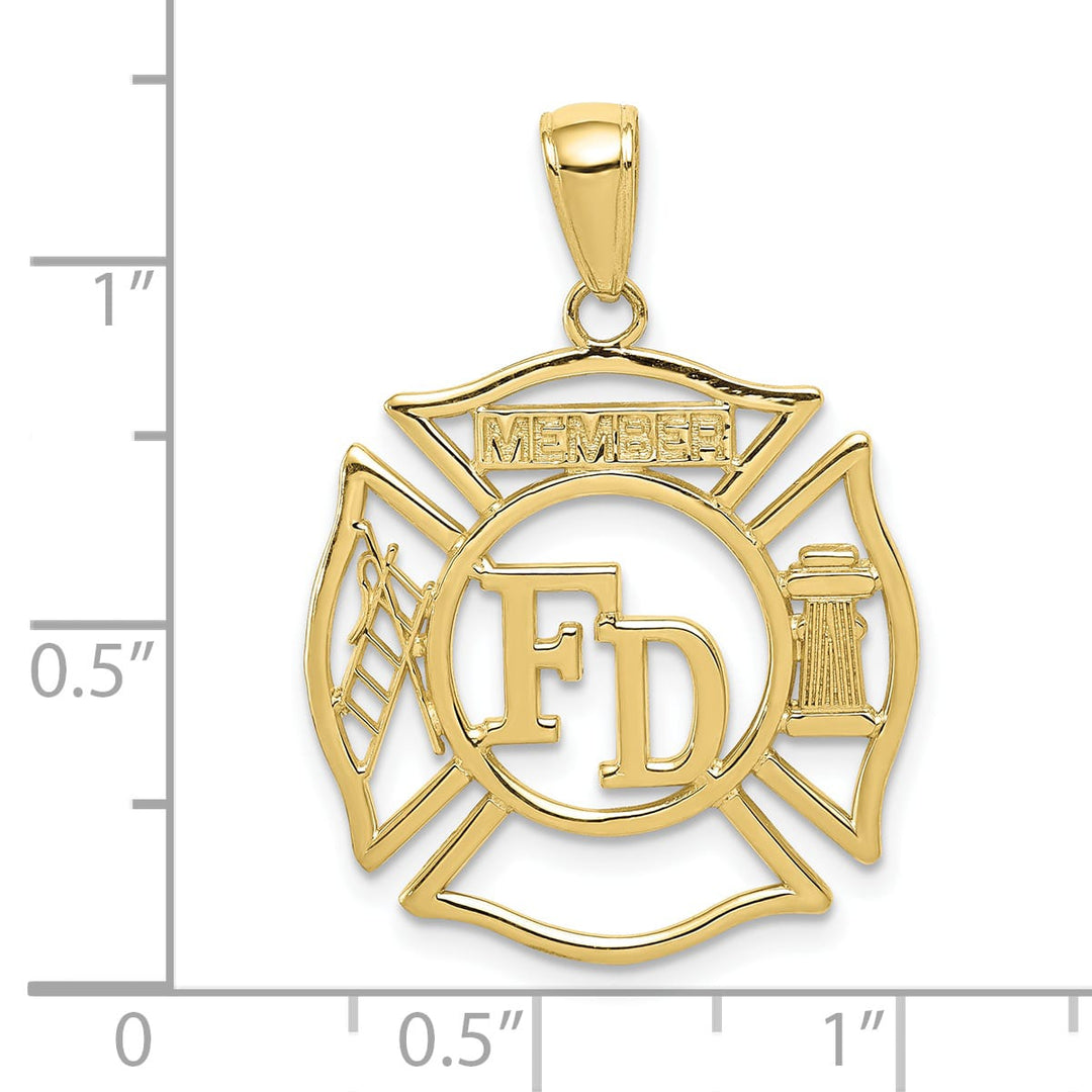 10K Yellow Gold FD Member in Shield Cut-out Pendant