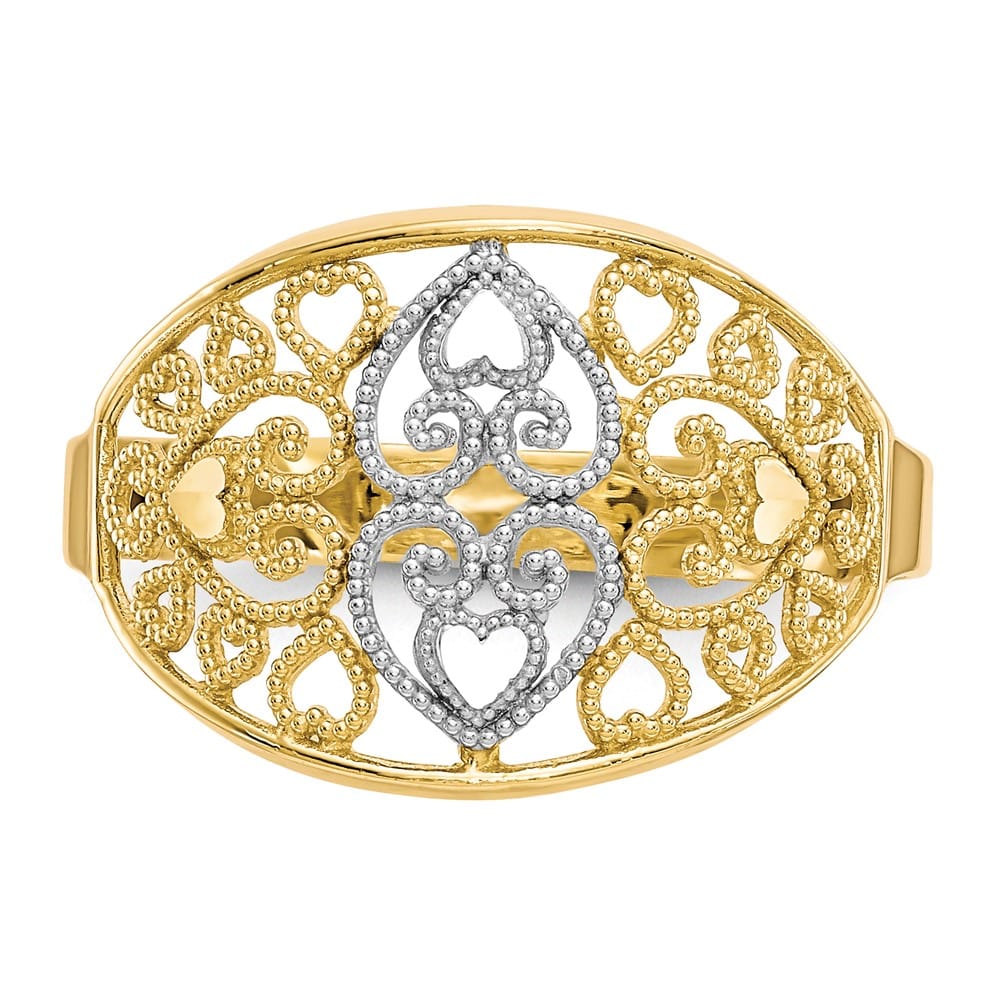 10k Yellow Gold Filigree Heart Ring
