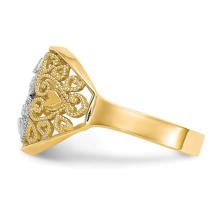 10k Yellow Gold Filigree Heart Ring