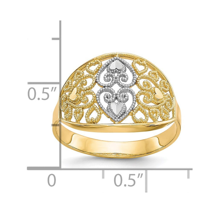 10k Yellow Gold Filigree Heart Ring