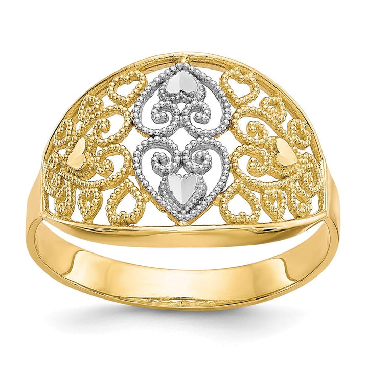 10k Yellow Gold Filigree Heart Ring