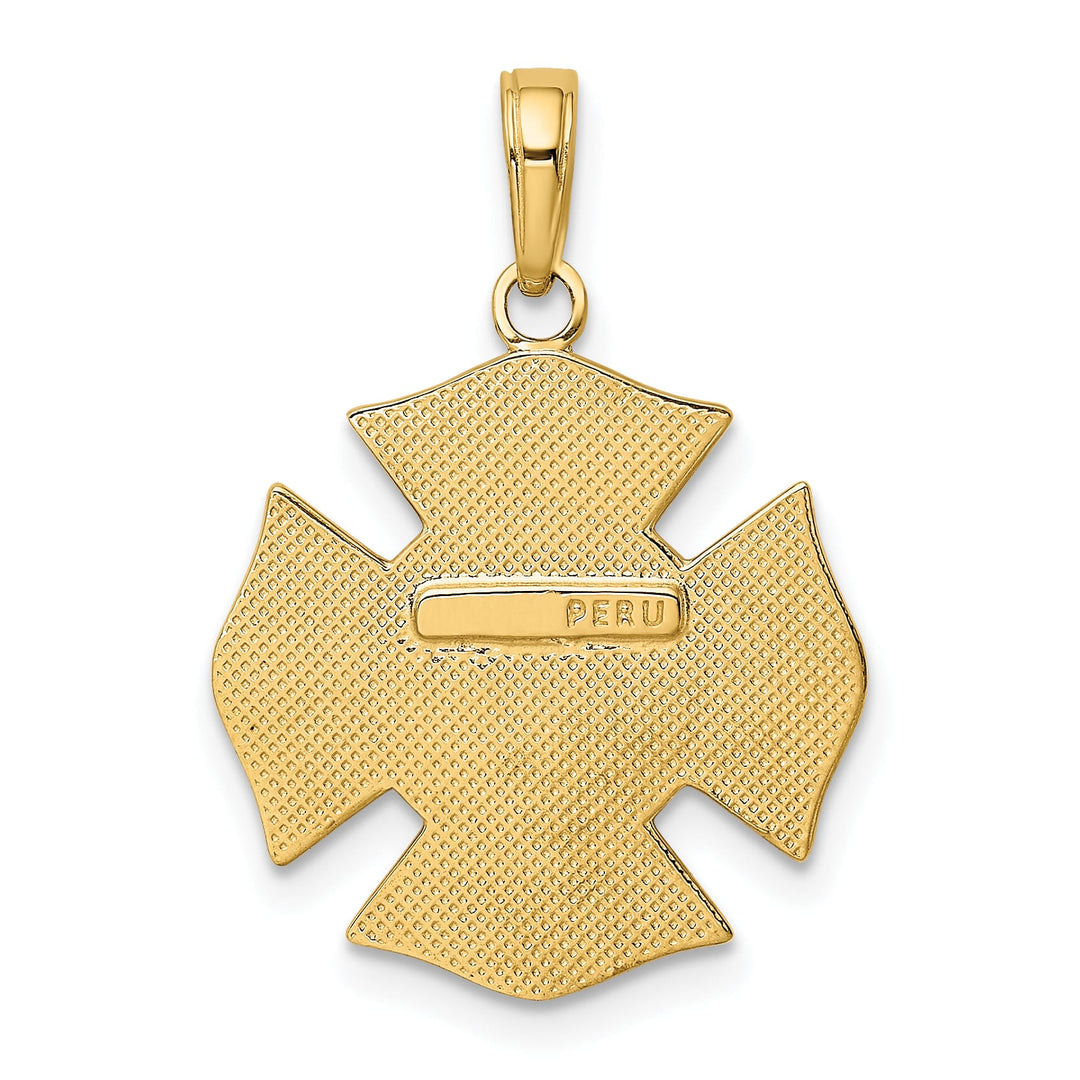 10K Yellow Gold Fire Dept. FD Maltese Cross Pendant