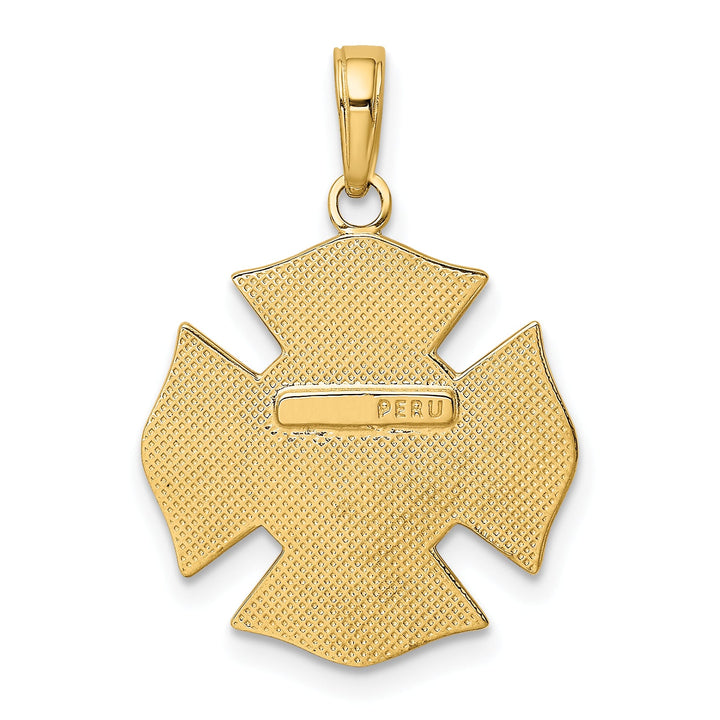 10K Yellow Gold Fire Dept. FD Maltese Cross Pendant