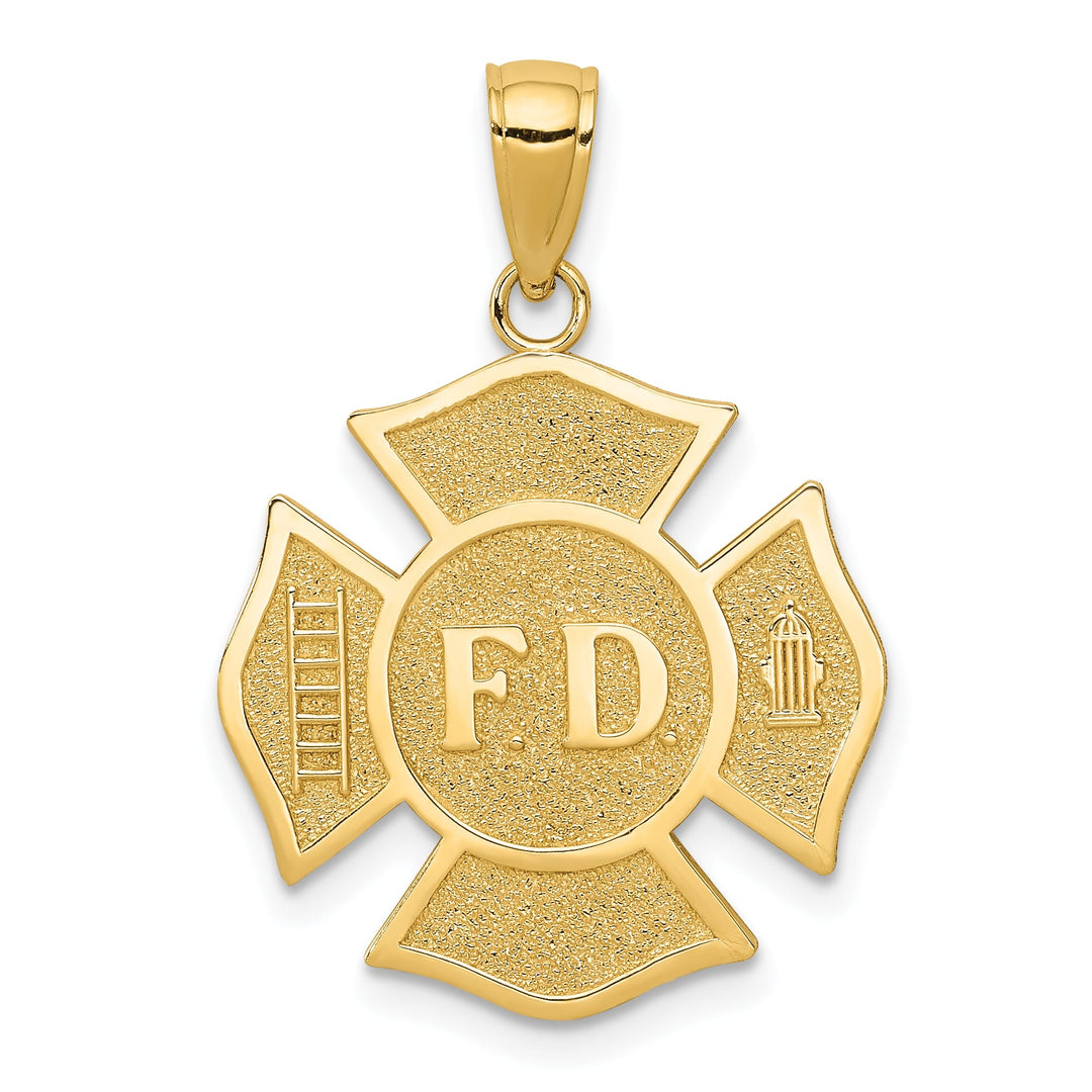 10K Yellow Gold Fire Dept. FD Maltese Cross Pendant