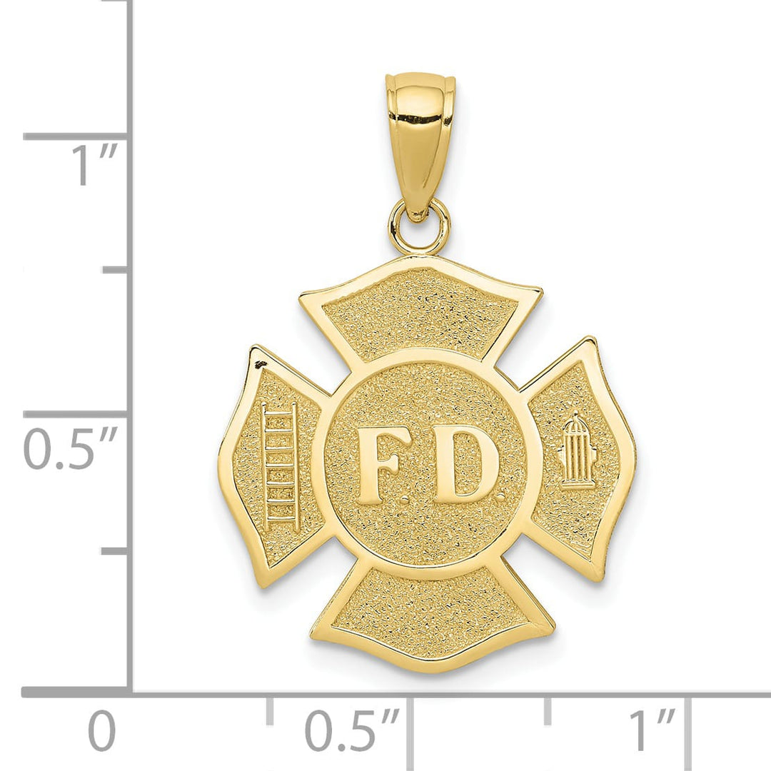 10K Yellow Gold Fire Dept. FD Maltese Cross Pendant